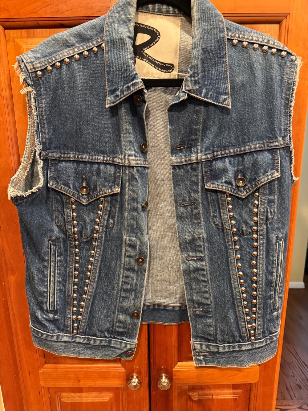 Ranch Ready Studded Denim Vest - Blue